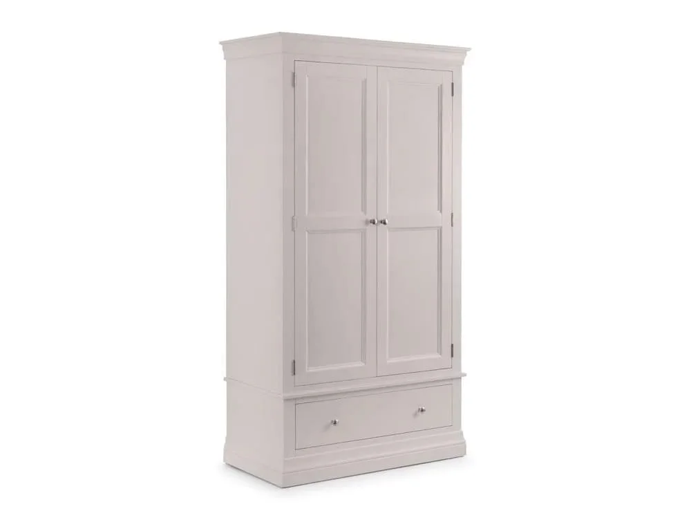 Julian Bowen Julian Bowen Clermont Light Grey 2 Door 1 Drawer Wardrobe
