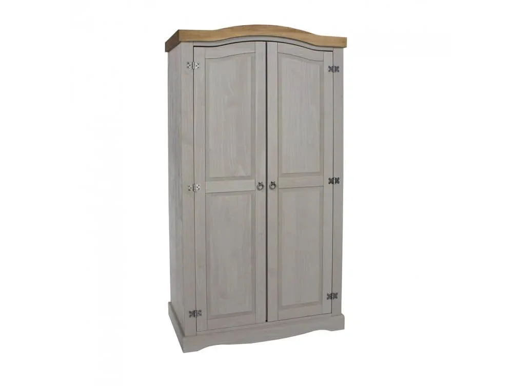 Core Core Corona Grey and Waxed Pine 2 Door Wardrobe