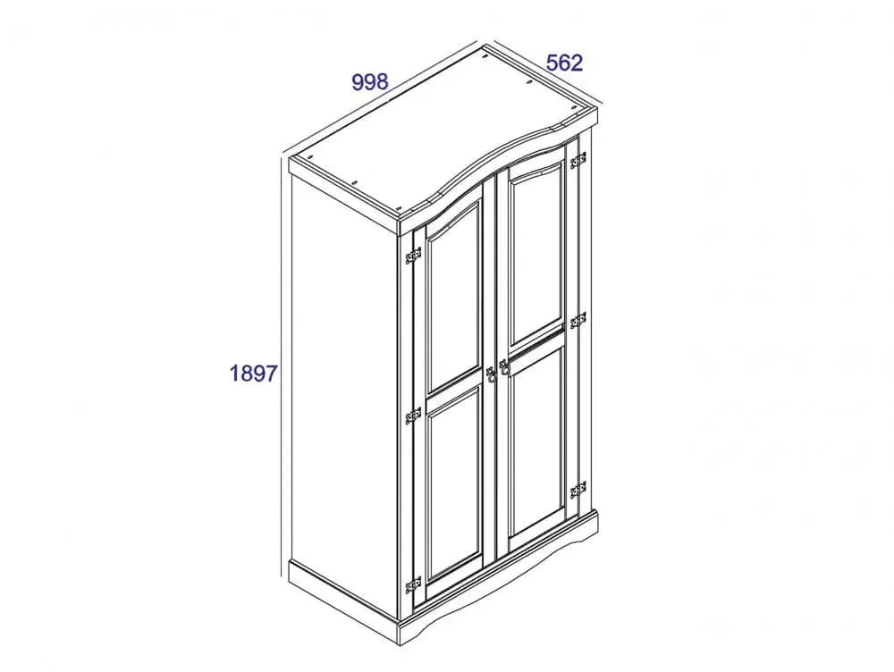 Core Core Corona Grey and Waxed Pine 2 Door Wardrobe