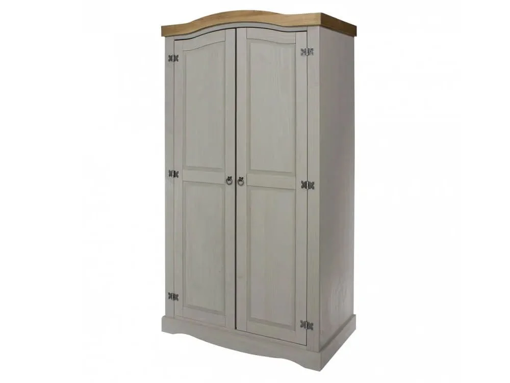 Core Core Corona Grey and Waxed Pine 2 Door Wardrobe