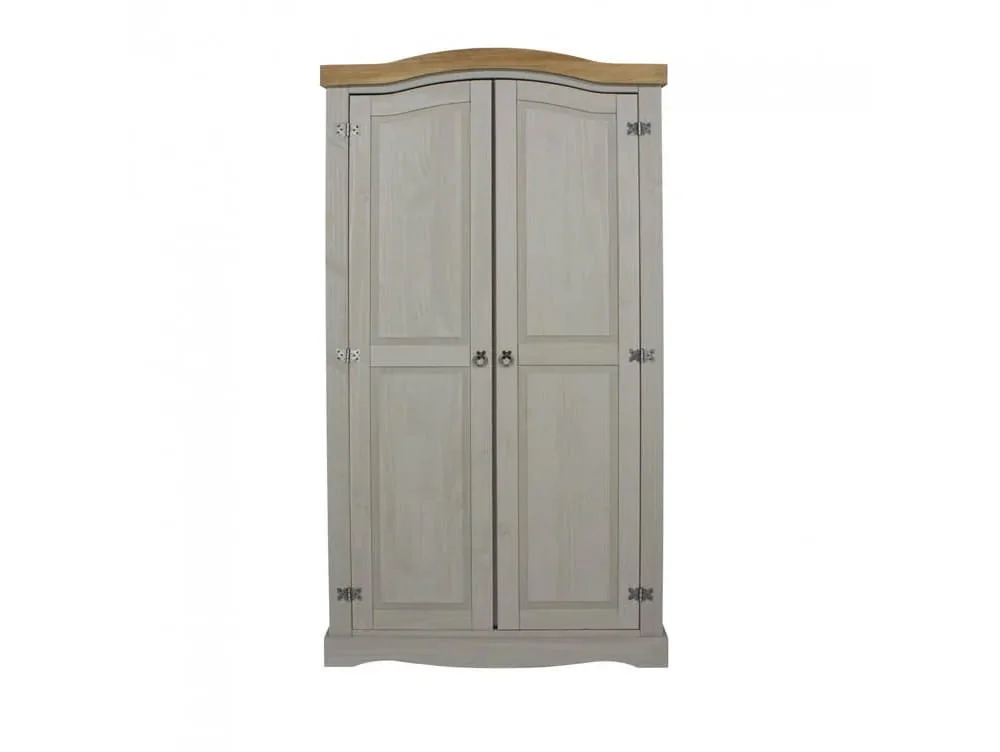 Core Core Corona Grey and Waxed Pine 2 Door Wardrobe