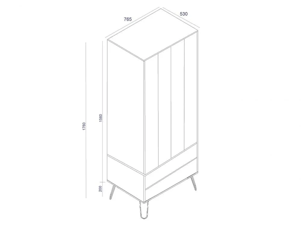 Core Core Augusta Waxed Pine 2 Door 2 Drawer Double Wardrobe