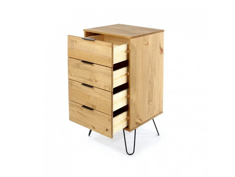 Core Core Augusta Waxed Pine 4 Drawer Narrow Chest of Drawers