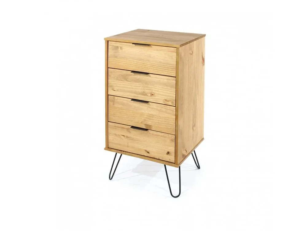 Core Core Augusta Waxed Pine 4 Drawer Narrow Chest of Drawers