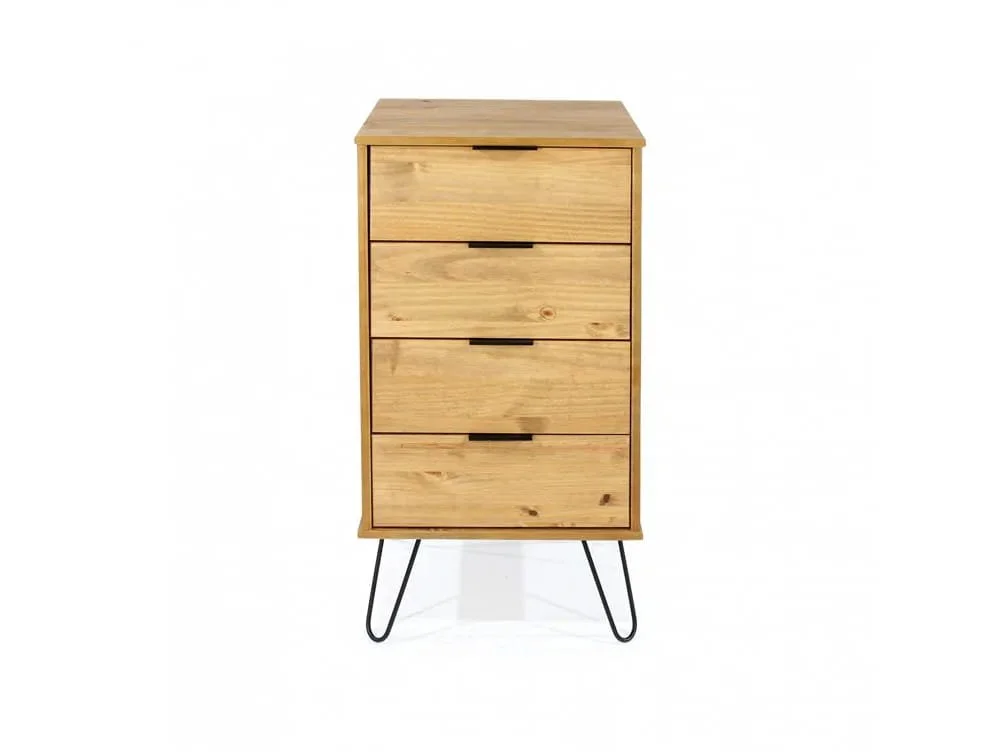 Core Core Augusta Waxed Pine 4 Drawer Narrow Chest of Drawers