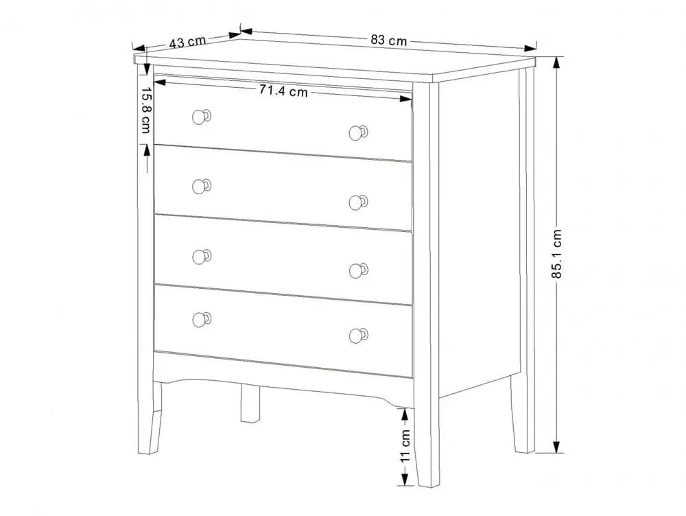 Core Core Como White 4 Drawer Chest of Drawers