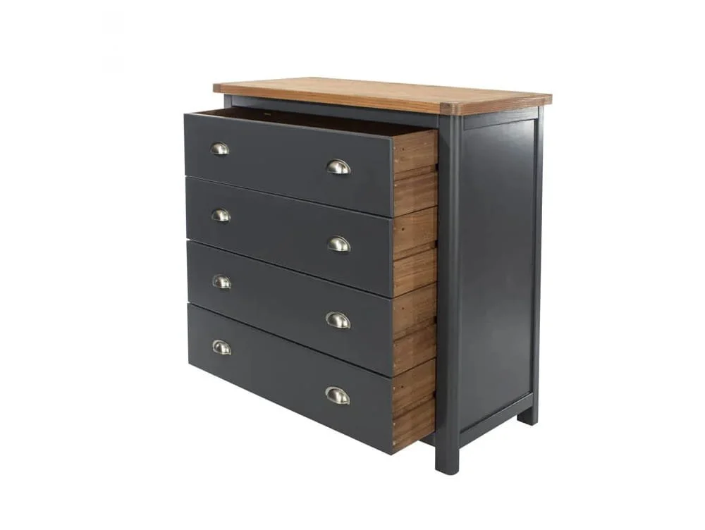 Core Core Dunkeld Midnight Blue and Oak 4 Drawer Chest of Drawers