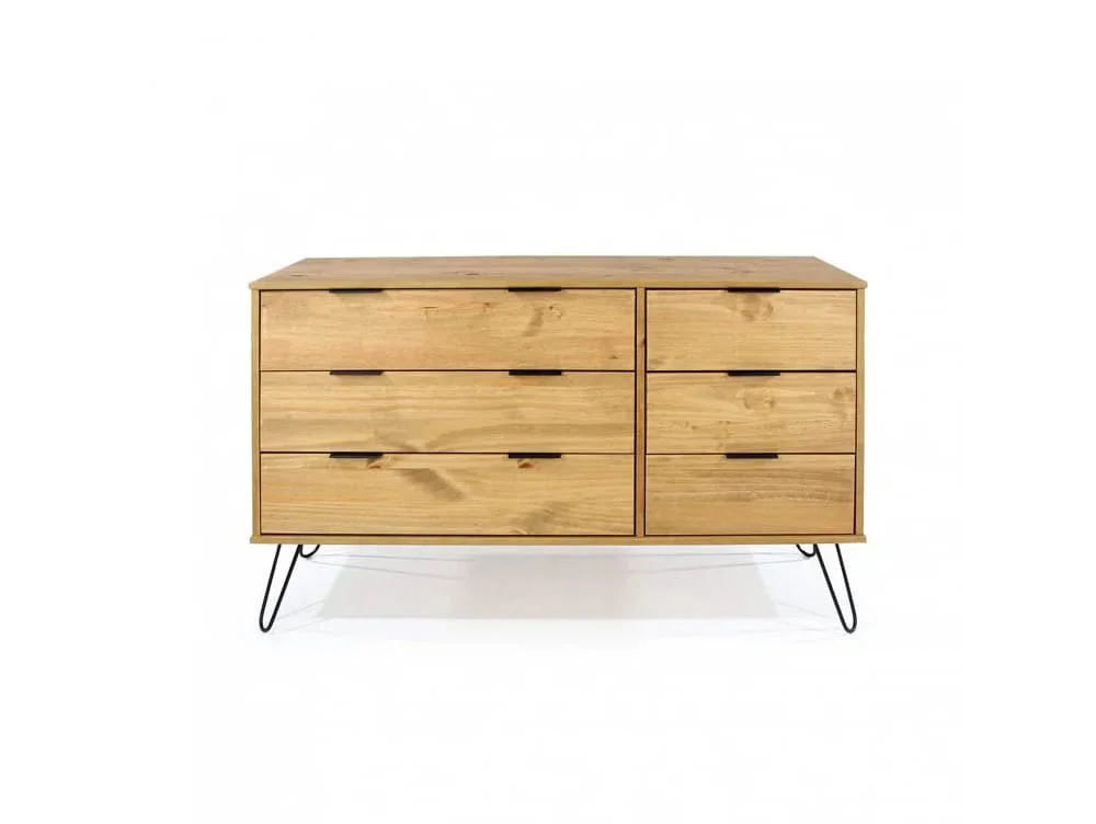 Core Core Augusta Waxed Pine 3+3 Drawer Wide Chest of Drawers