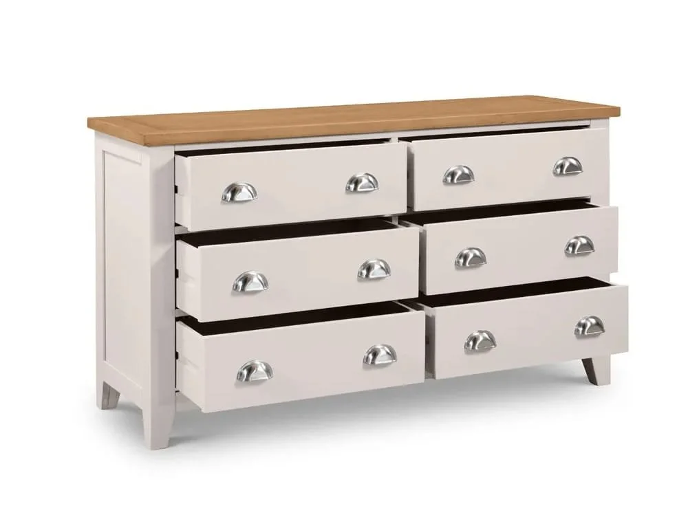 Julian Bowen Julian Bowen Richmond Grey and Oak 3+3 Drawer Wide Chest of Drawers (Assembled)