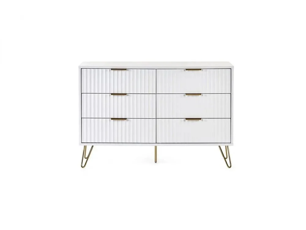 Julian Bowen Julian Bowen Murano Matte White 3+3 Drawer Chest of Drawers