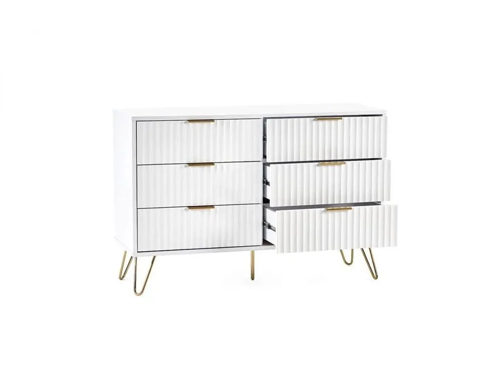 Julian Bowen Julian Bowen Murano Matte White 3+3 Drawer Chest of Drawers
