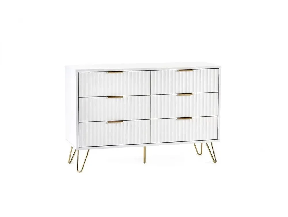 Julian Bowen Julian Bowen Murano Matte White 3+3 Drawer Chest of Drawers