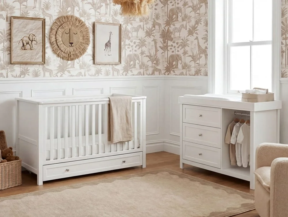 Bebe & Beyond Bebe & Beyond Wanderer White 2 Piece Cot Bed Set