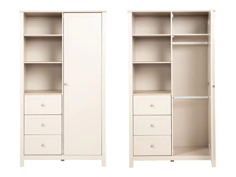 Bebe & Beyond Bebe & Beyond Wanderer Cashmere & Oak 1 Door 3 Drawer Double Wardrobe
