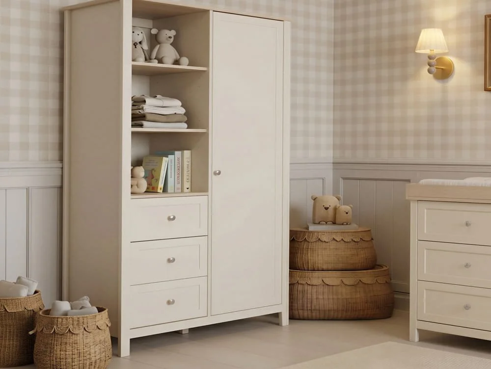 Bebe & Beyond Bebe & Beyond Wanderer Cashmere & Oak 1 Door 3 Drawer Double Wardrobe