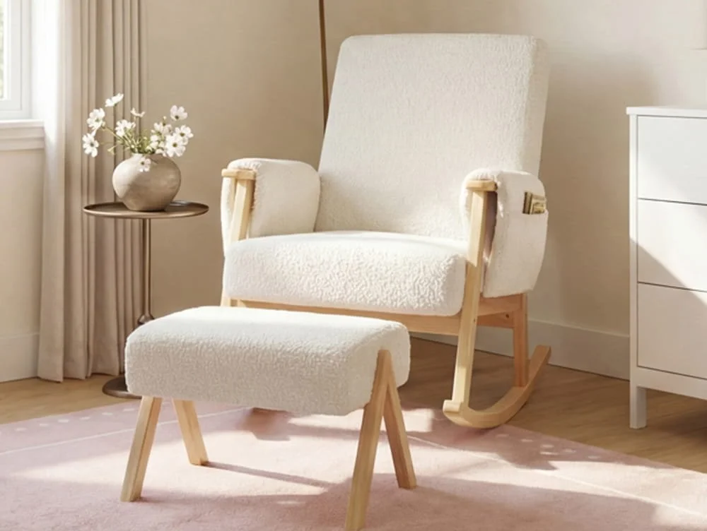 Bebe & Beyond Bebe & Beyond Storyteller Off-White Ted Nursing Chair & Stool