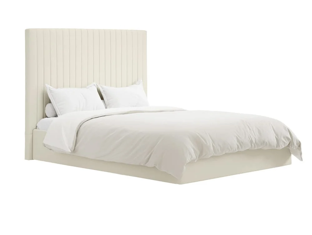 LPD LPD Berlin Tall Milk Velvet Ottoman Bed Frame