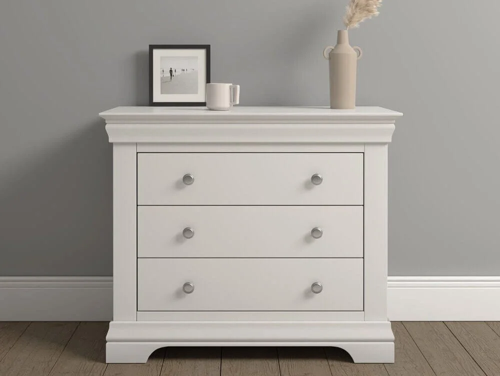 Seconique Seconique Bordeaux Ivory Wooden 3 Drawer Chest of Drawers