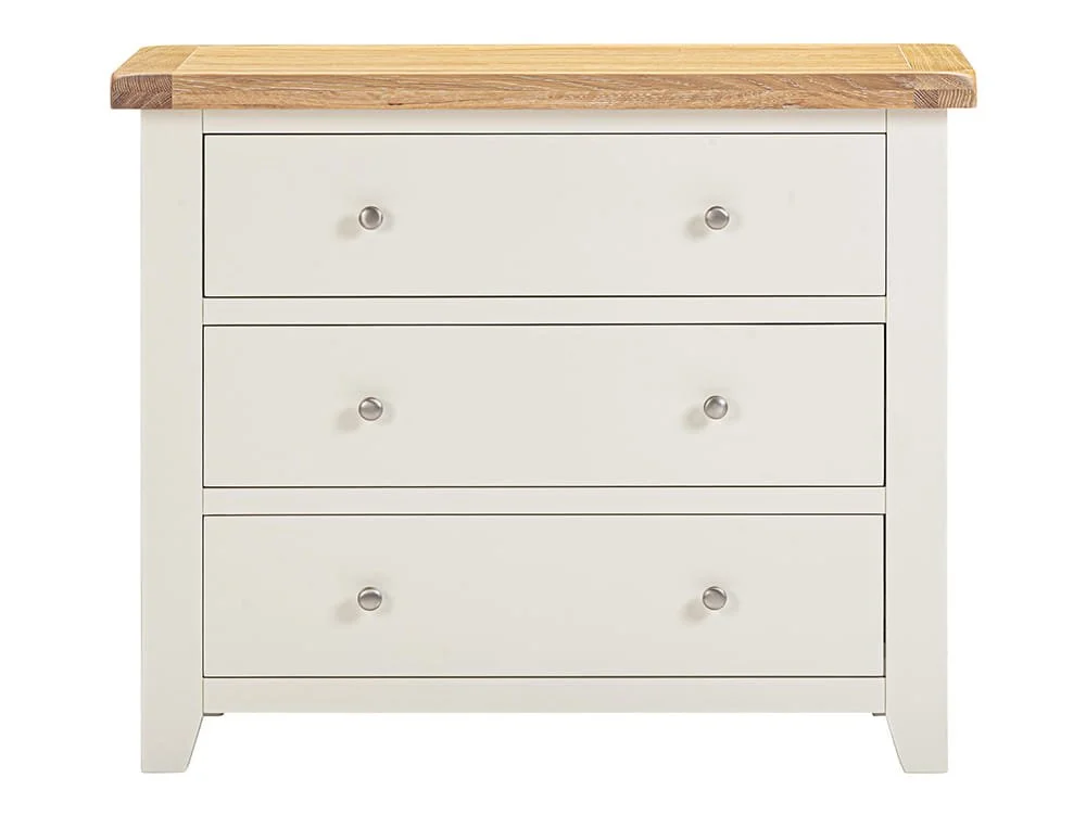 Seconique Seconique Windsor Ivory and Oak Wooden 3 Drawer Chest of Drawers