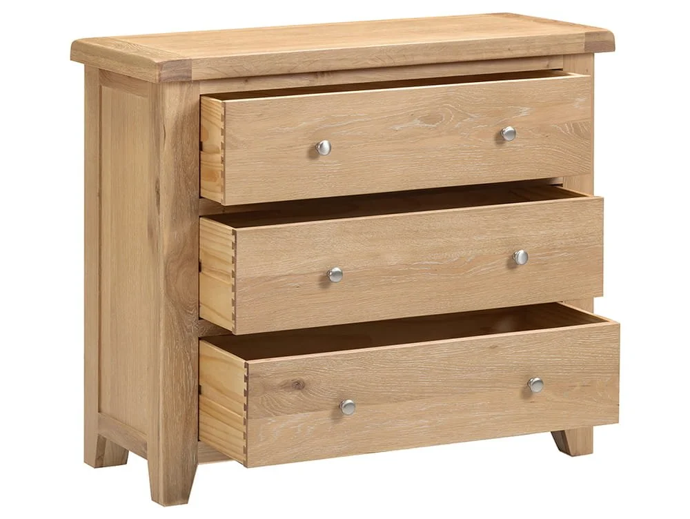 Seconique Seconique Windsor Natural Oak Wooden 3 Drawer Chest of Drawers