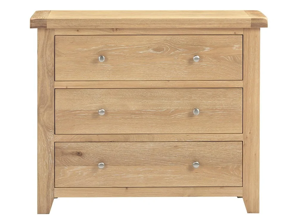 Seconique Seconique Windsor Natural Oak Wooden 3 Drawer Chest of Drawers