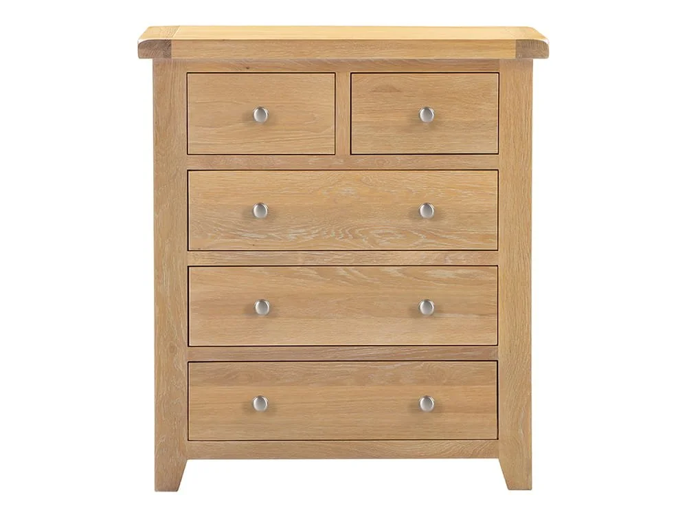 Seconique Seconique Windsor Natural Oak Wooden 3+2 Drawer Chest of Drawers