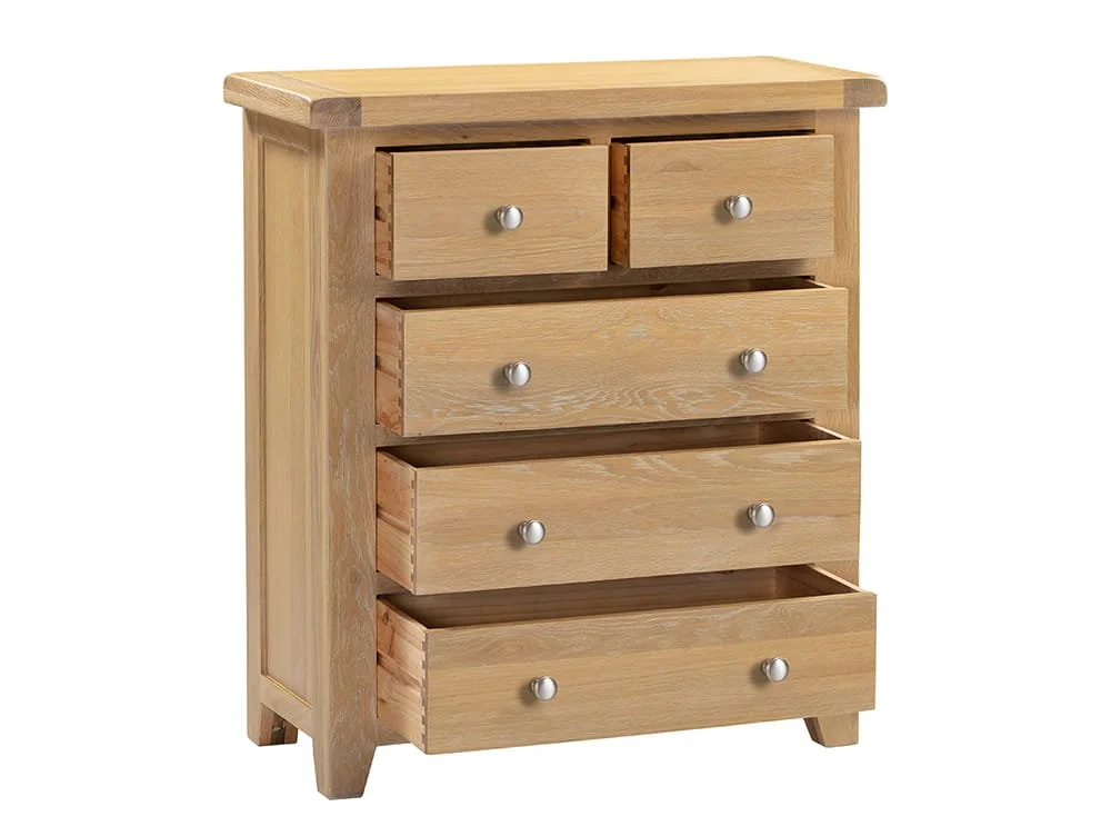 Seconique Seconique Windsor Natural Oak Wooden 3+2 Drawer Chest of Drawers