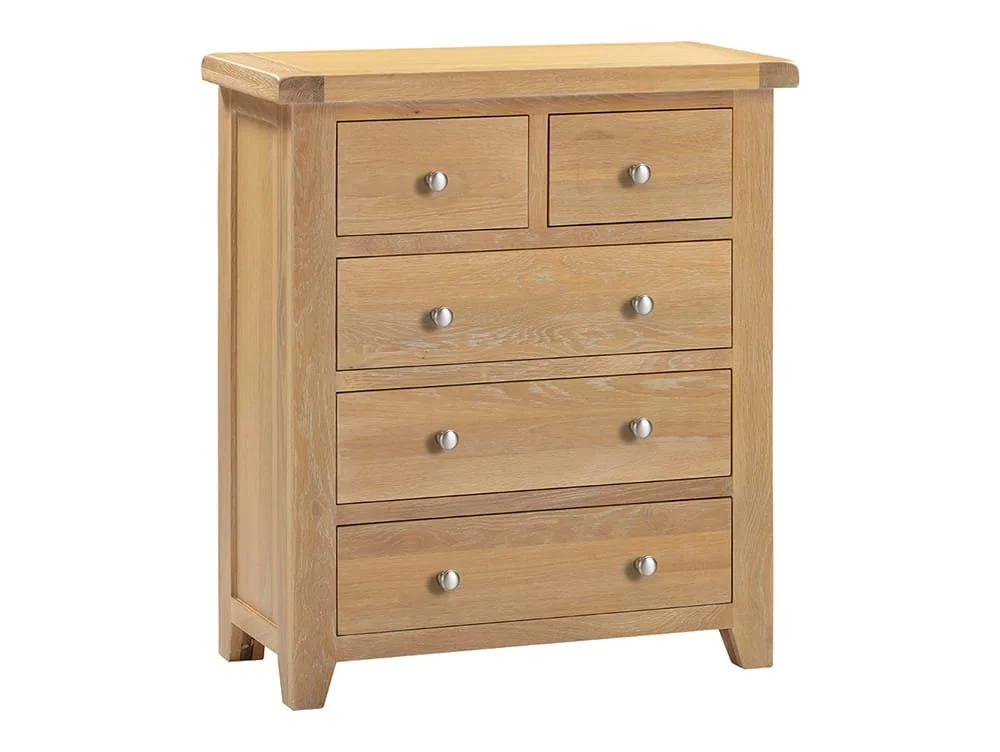 Seconique Seconique Windsor Natural Oak Wooden 3+2 Drawer Chest of Drawers