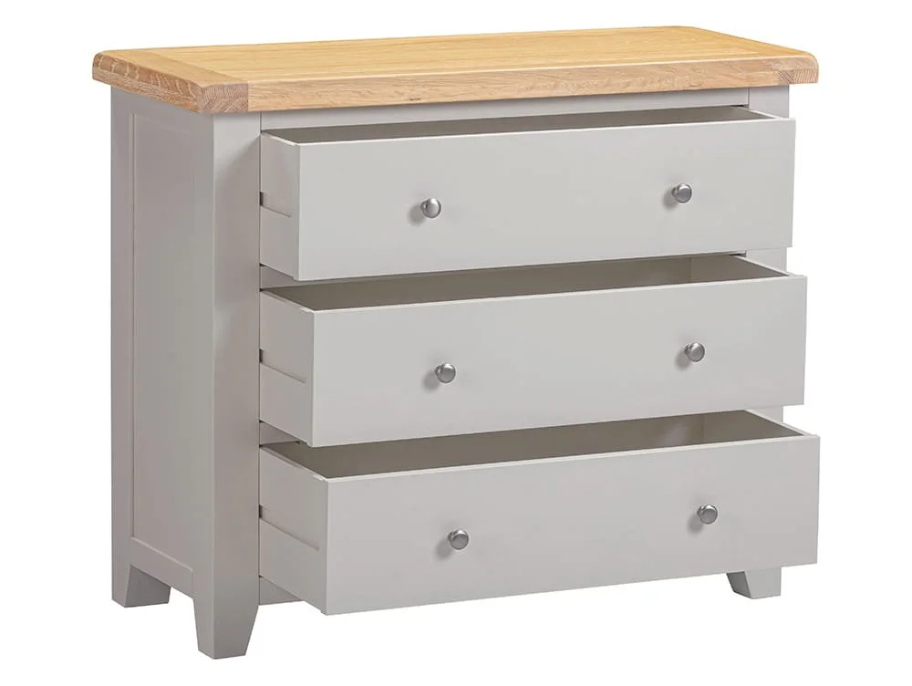 Seconique Seconique Windsor Pebble Grey and Oak Wooden 3 Drawer Chest of Drawers