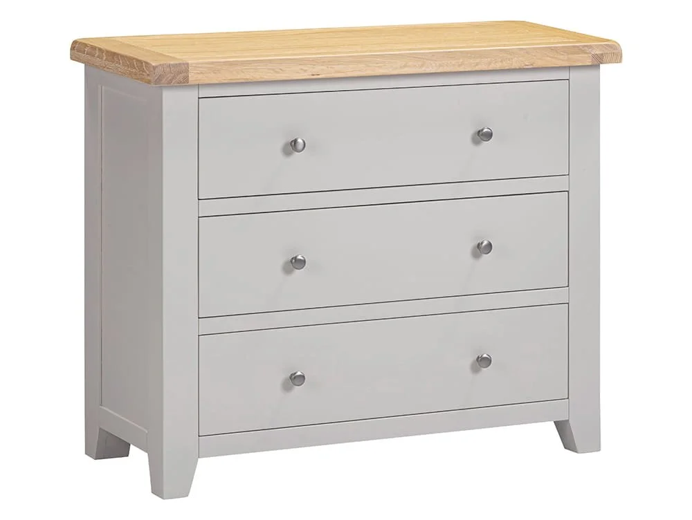 Seconique Seconique Windsor Pebble Grey and Oak Wooden 3 Drawer Chest of Drawers