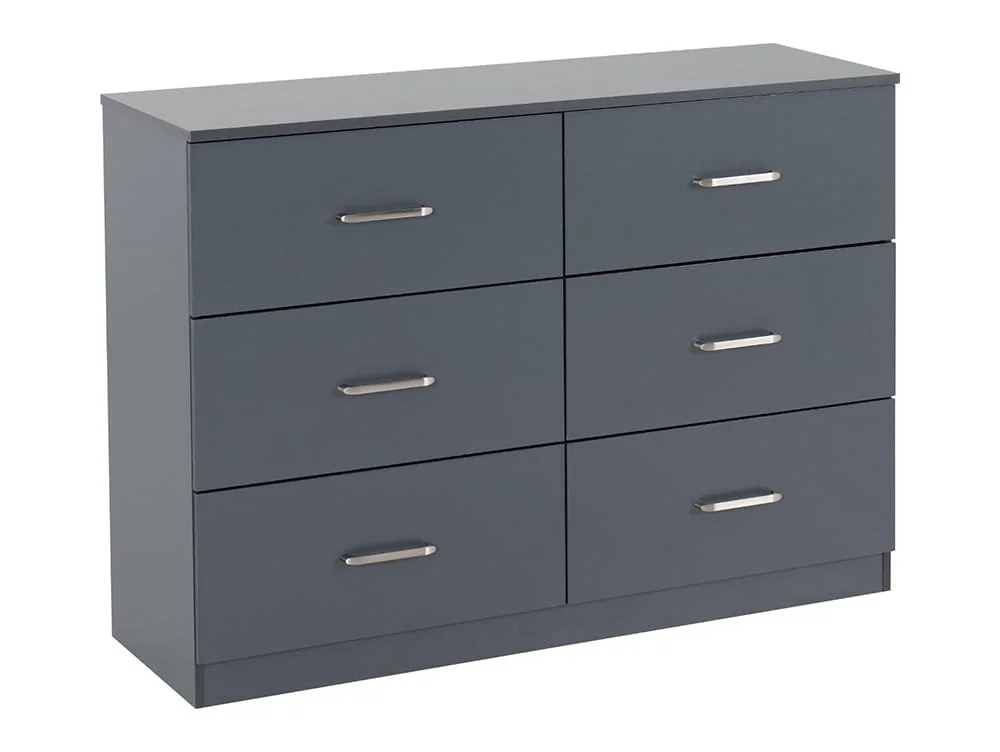 Seconique Seconique Dakota Dark Grey Wooden 3+3 Drawer Chest of Drawers