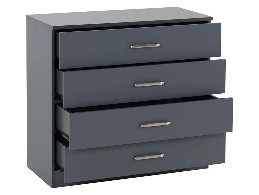 Seconique Seconique Dakota Dark Grey Wooden 4 Drawer Chest of Drawers