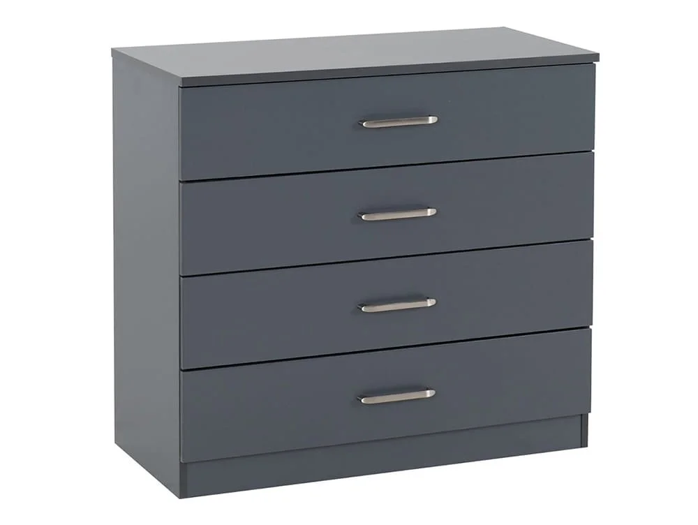 Seconique Seconique Dakota Dark Grey Wooden 4 Drawer Chest of Drawers