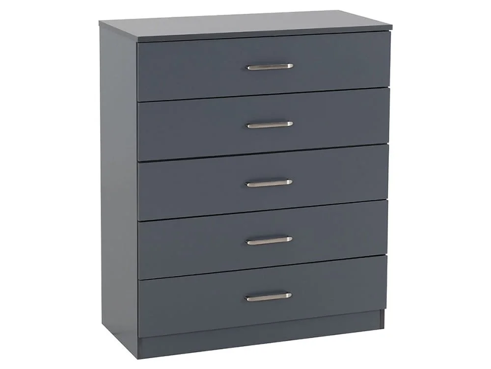 Seconique Seconique Dakota Dark Grey Wooden 5 Drawer Chest of Drawers