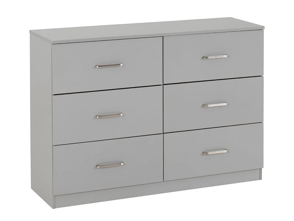 Seconique Seconique Dakota Light Grey Wooden 3+3 Drawer Chest of Drawers