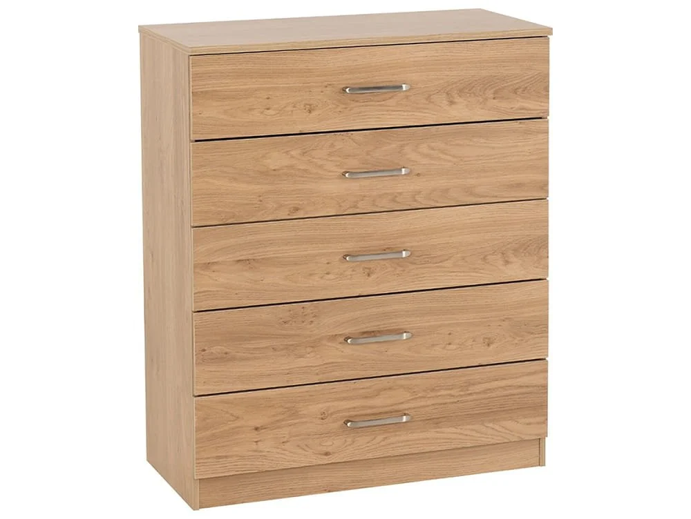 Seconique Seconique Dakota Oak Wooden 5 Drawer Chest of Drawers