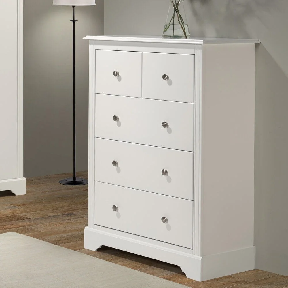 Seconique Seconique Stratford White Wooden 3+2 Drawer Chest of Drawers
