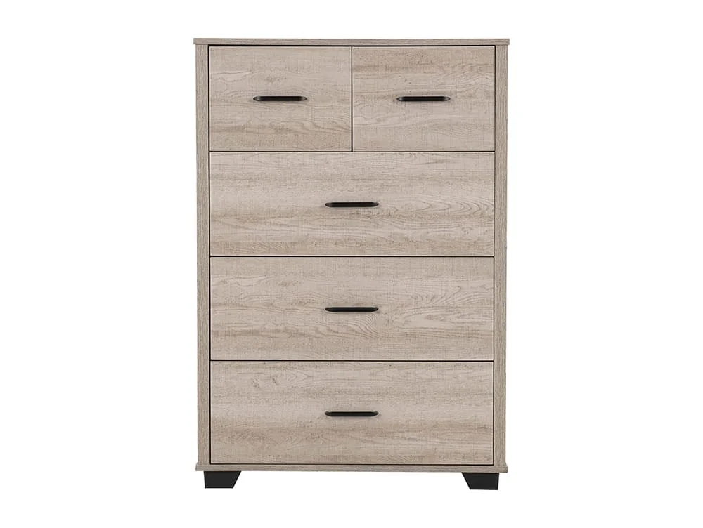 Seconique Seconique Oliver Light Oak Wooden 3+2 Drawer Chest of Drawers
