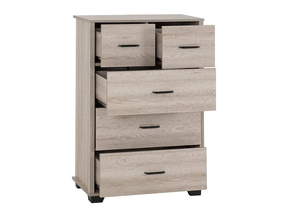 Seconique Seconique Oliver Light Oak Wooden 3+2 Drawer Chest of Drawers