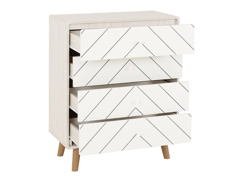 Seconique Seconique Dixie Dusty Grey and White Wooden 4 Drawer Chest of Drawers