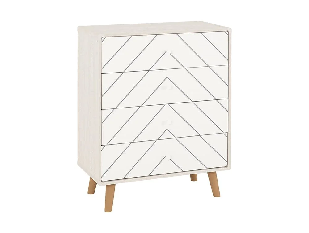 Seconique Seconique Dixie Dusty Grey and White Wooden 4 Drawer Chest of Drawers