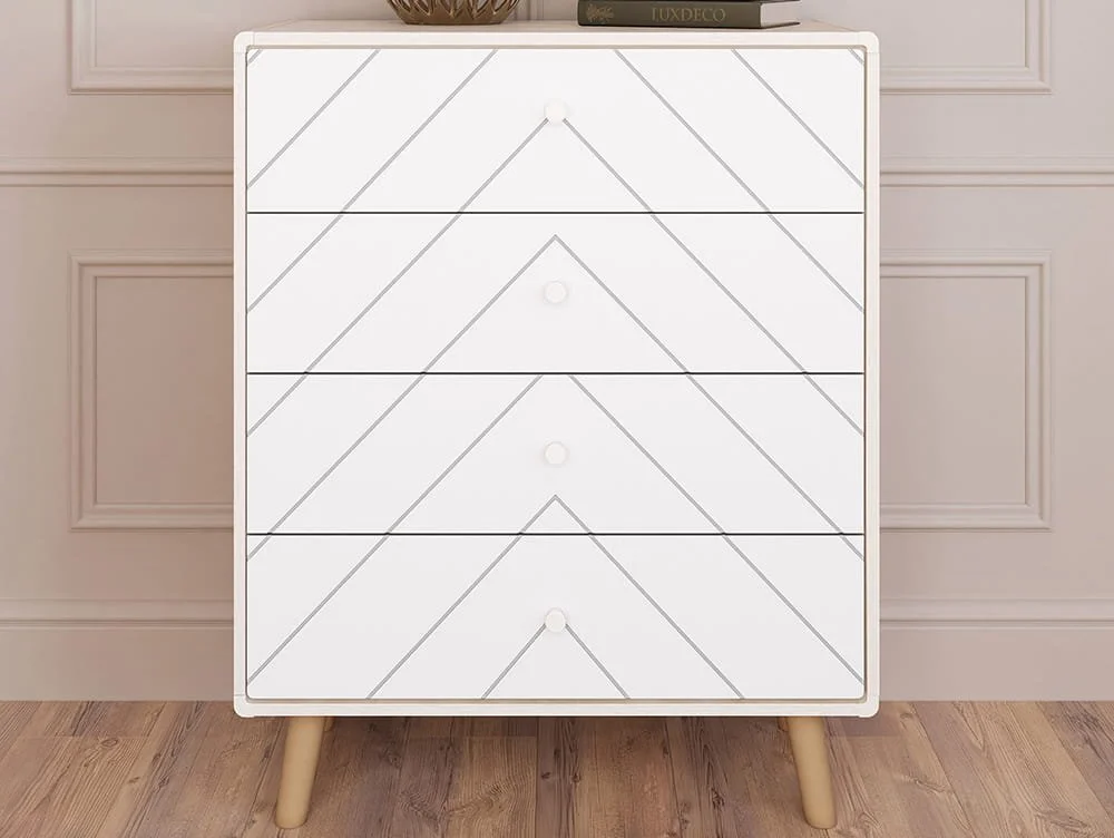 Seconique Seconique Dixie Dusty Grey and White Wooden 4 Drawer Chest of Drawers