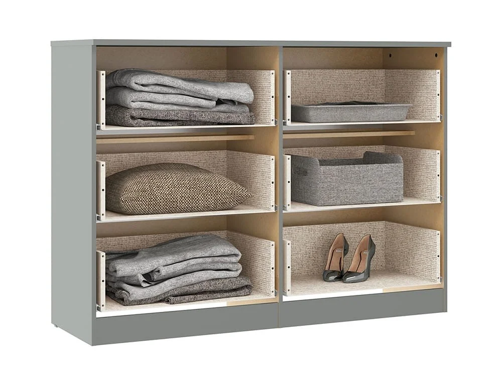 Seconique Seconique Denver Grey Gloss 3+3 Drawer Chest of Drawers