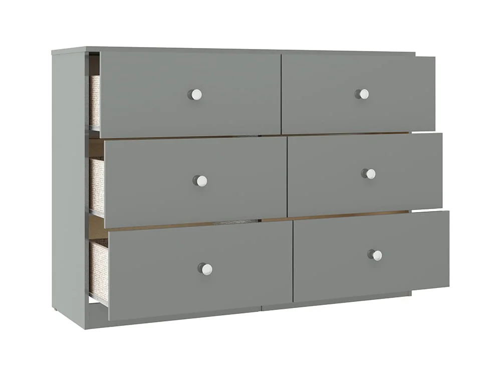 Seconique Seconique Denver Grey Gloss 3+3 Drawer Chest of Drawers