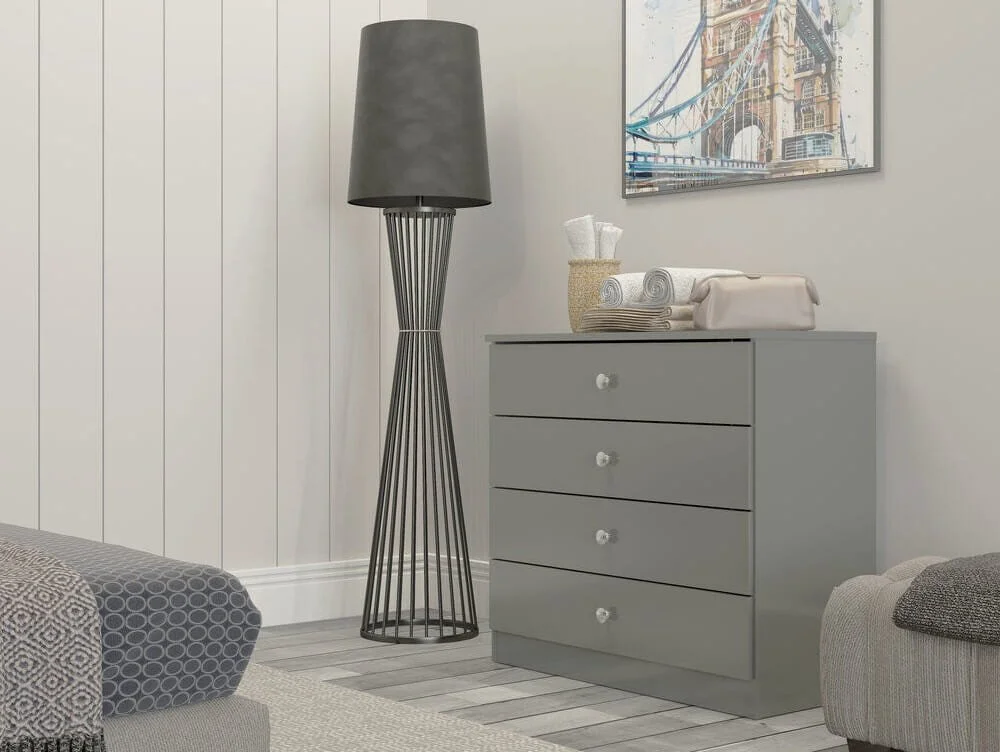 Seconique Seconique Denver Grey Gloss 4 Drawer Chest of Drawers