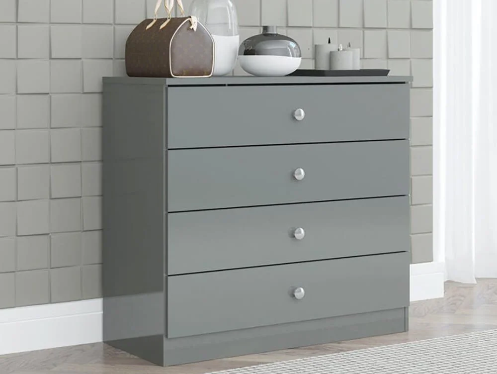 Seconique Seconique Denver Grey Gloss 4 Drawer Chest of Drawers