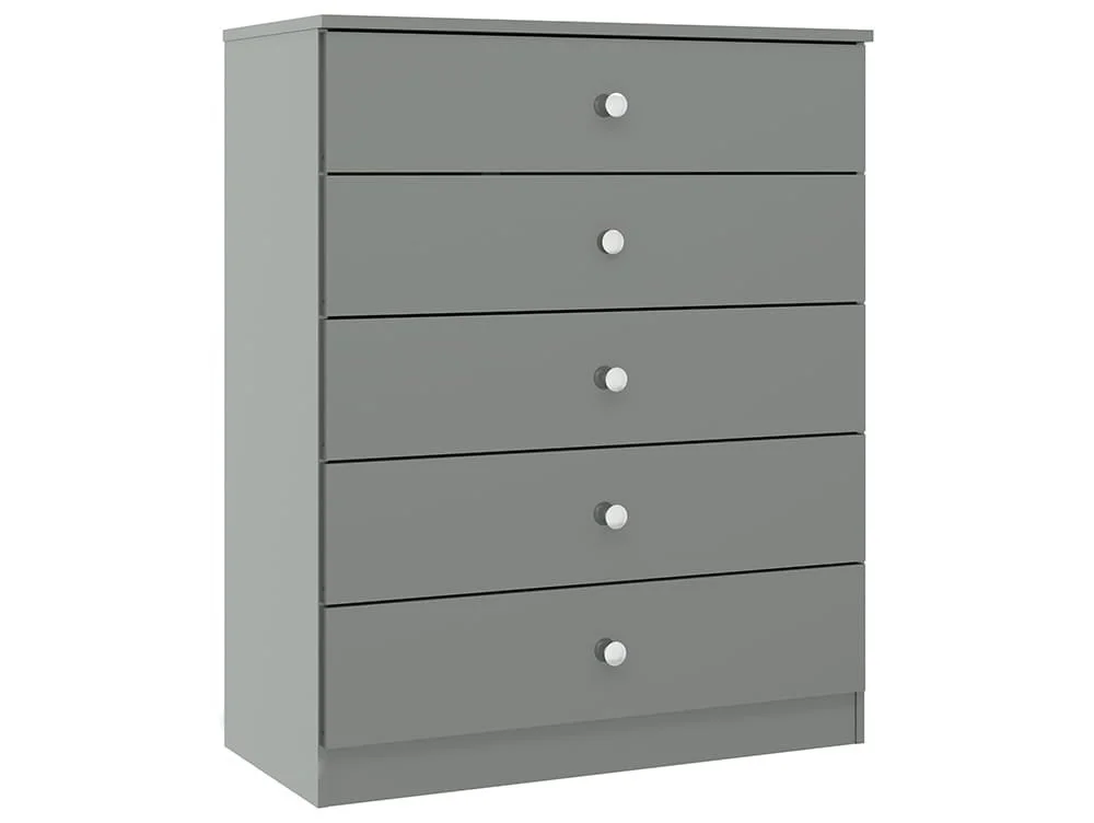Seconique Seconique Denver Grey Gloss 5 Drawer Chest of Drawers