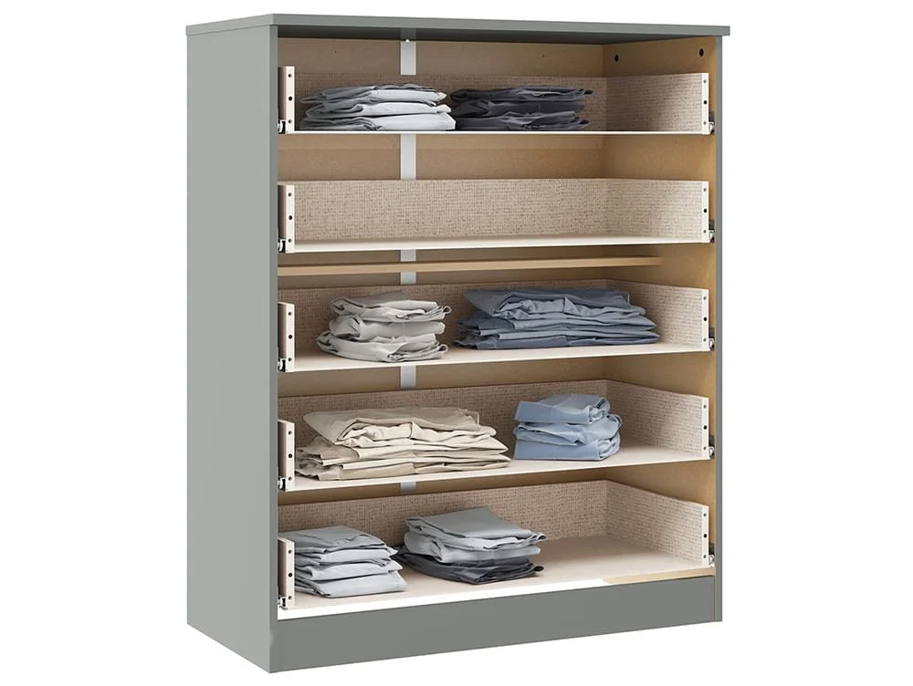 Seconique Seconique Denver Grey Gloss 5 Drawer Chest of Drawers