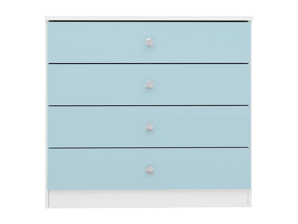 Seconique Seconique Denver White and Blue Gloss 4 Drawer Chest of Drawers