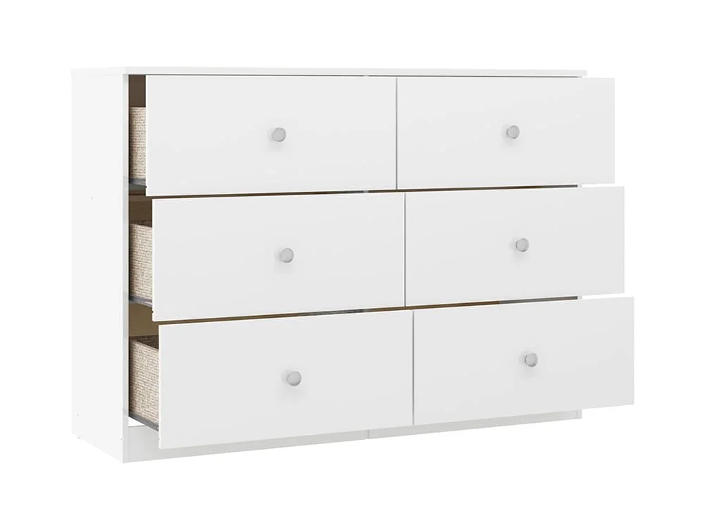 Seconique Seconique Denver White Gloss 3+3 Drawer Chest of Drawers